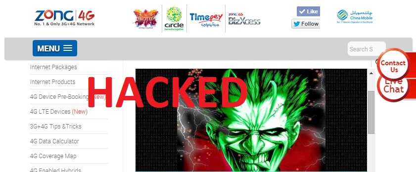 Zong Website gets hacked