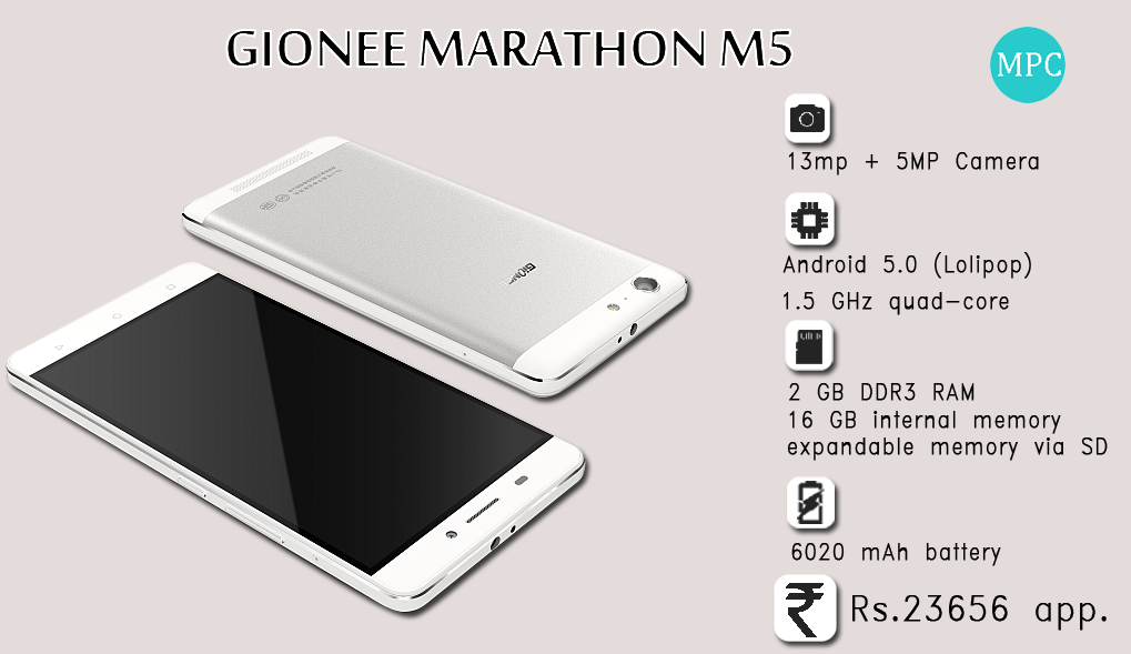 Gionee Launches Marathon M5 Mini with whopping 4000mAh battery