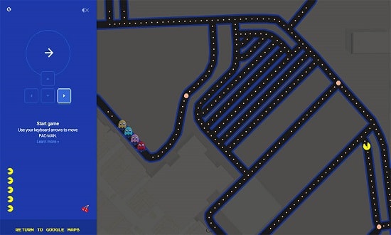 Pac-Man takes over Google Maps for 1st April