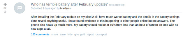 After February security update, Some Google Pixel 2 users have reported for battery life and heating issues