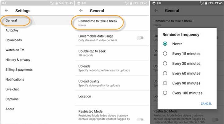 YouTube youtube settings